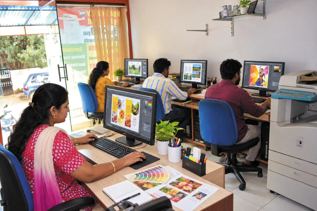 Joy Graphics design team preparing artwork